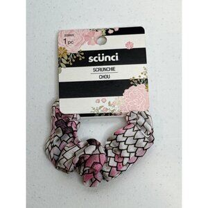 Scunci Hair Scrunchie Preppy Cottagecore Paisley Boho Pony Tail Holder Pink